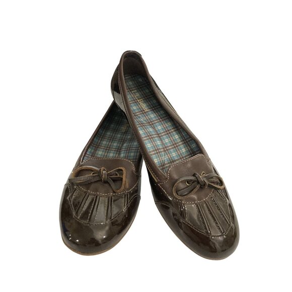 L.L. Bean 261027 Women's Size 6.5M Brown patent  Leather Flats duck  shoes - Picture 1 of 8